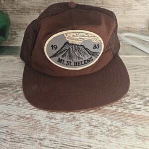 1980 Vintage Mt. St. Helens Brown Trucker Cap Snap Back
